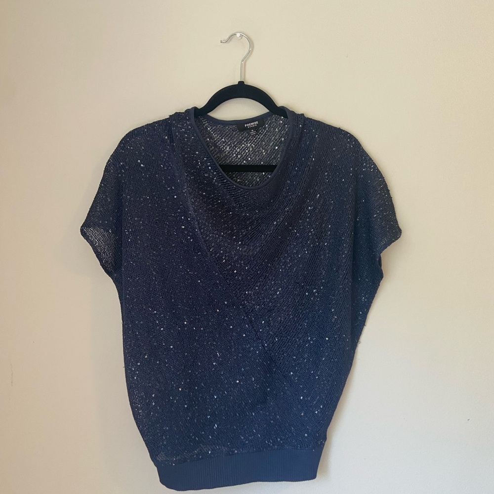 Premise Midnight Blue Sheer Blouse